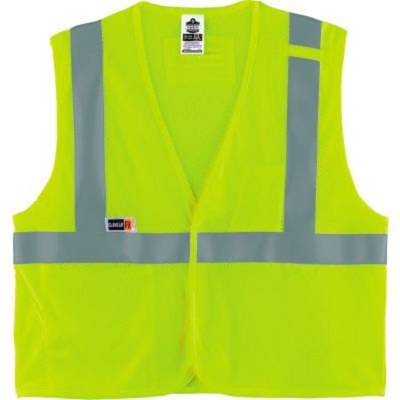 ERGODYNE GloWear 8263FRHL Hi-Vis FR Safety Vest, Class 2, Mesh, Hook/Loop, Economy, 4XL/5XL, Lime 21869